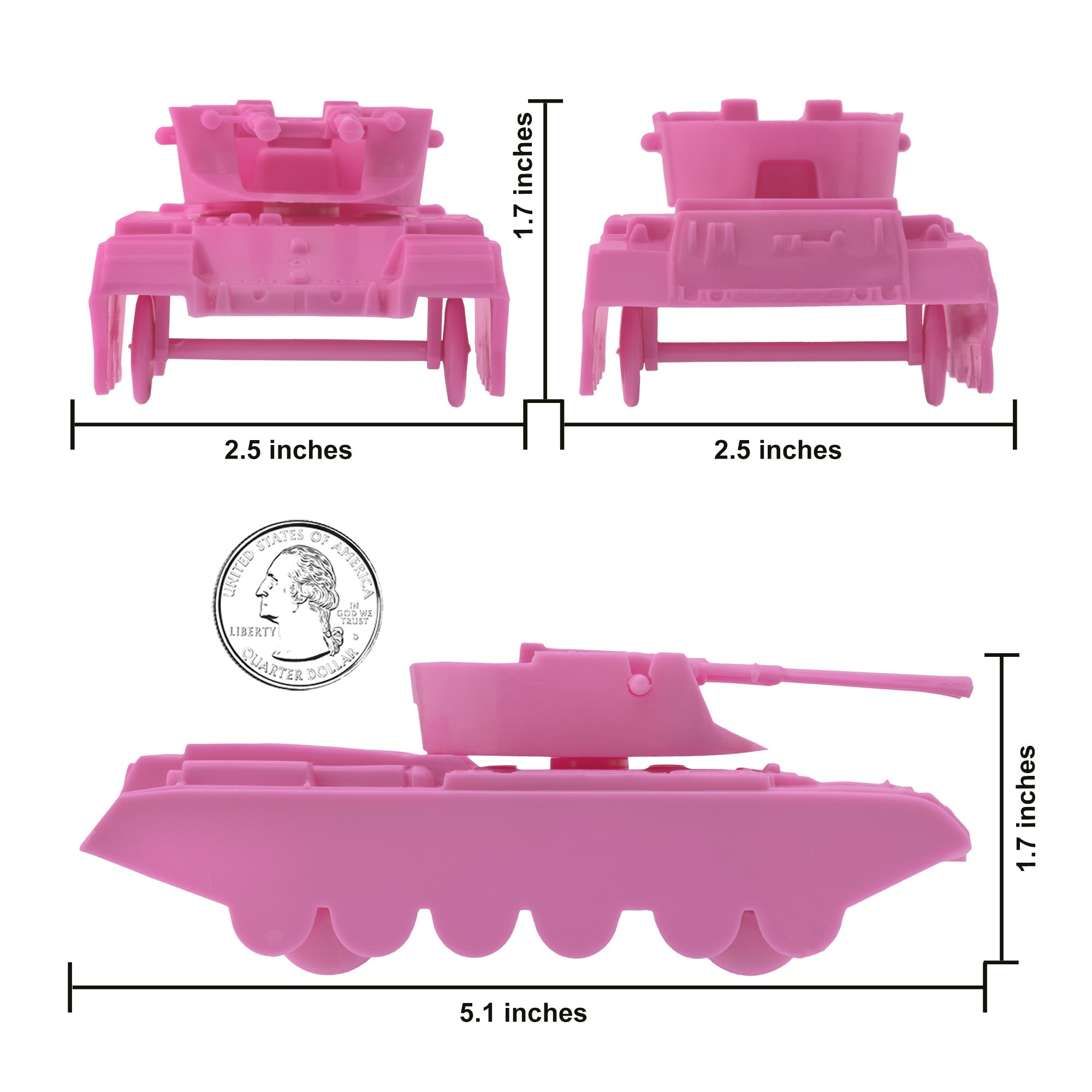 BMC Classic Anti-Aircraft Tanks Pink Plastic Army Men Vehicles