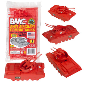 BMC Classic Anti-Aircraft Tanks Red Plastic Army Men Vehicles