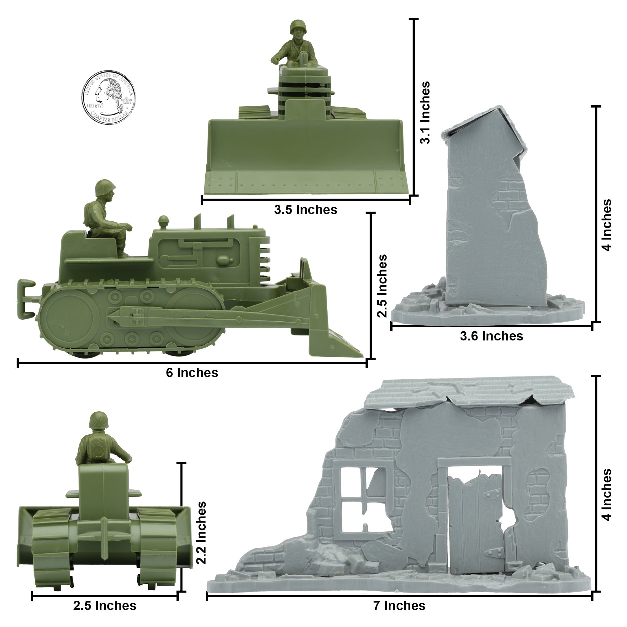 BMC Classic Plastic Army Men Corps of Engineers Bulldozer