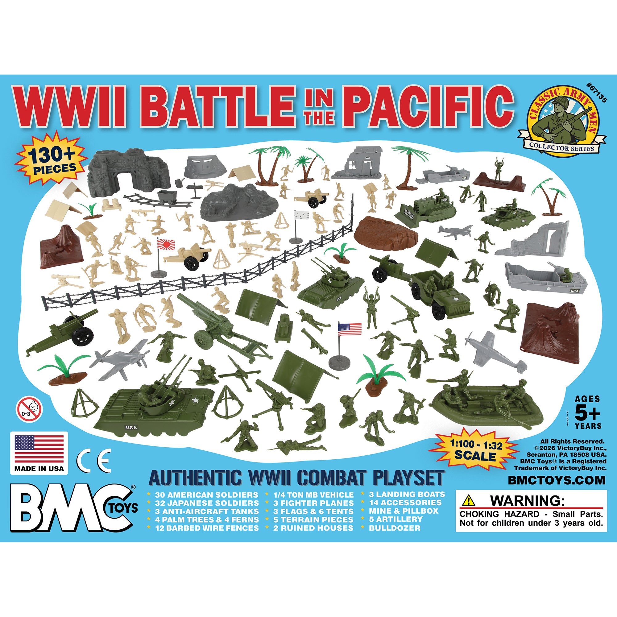BMC Classic WWII Pacific Theater Battle 134pc Plastic Army Men