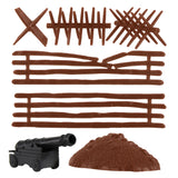 BMC Toys Classic Toy Soldiers Accessory Redoubt Brown Playset Accessories Spike Barricades Fences Naval Cannon Redoubt Side View