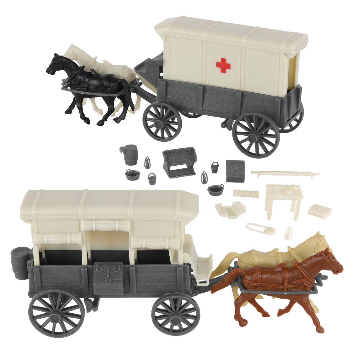 BMC CTS American Civil War Ambulance Wagon Square Top Horse Cart Set ...