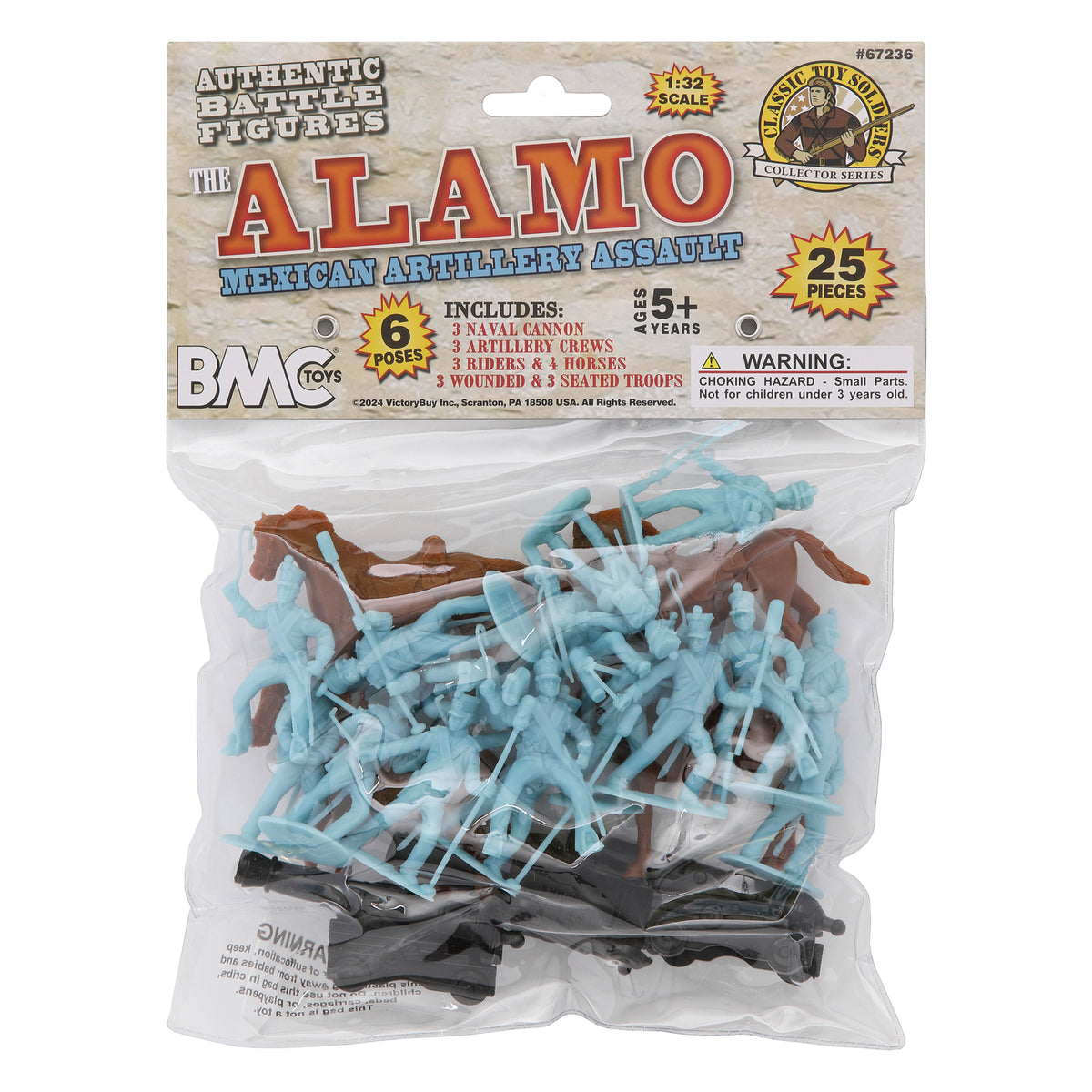 BMC CTS Alamo Mexican Artillery Light Blue Plastic Figure Cannon Horse ...