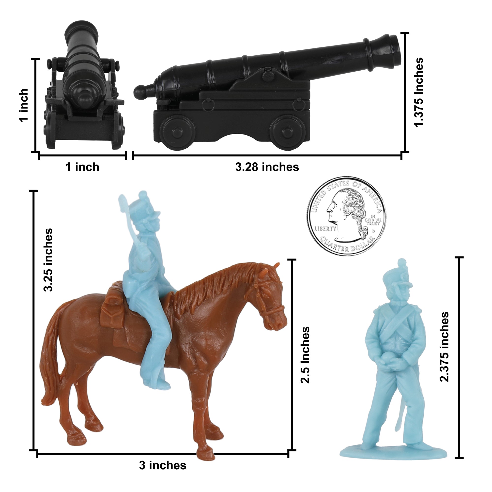 BMC CTS Alamo Mexican Artillery Light Blue Plastic Figure Cannon