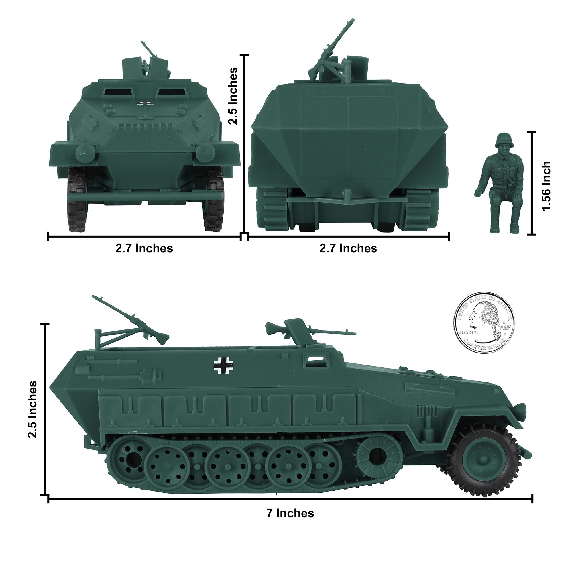 BMC CTS WW2 German Hanomag Halftrack 5pc Forest-Green Plastic