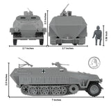 BMC Toys Classic Toy Soldiers WW2 German Halftrack Hanomag Vehicle Gray Scale