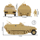 BMC Toys Classic Toy Soldiers WW2 German Halftrack Hanomag Vehicle Tan Scale