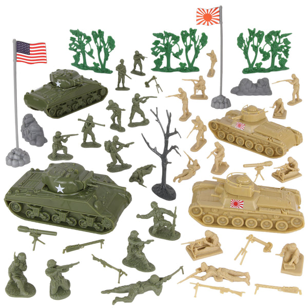BMC CTS WW2 Battle of Saipan - Plastic Army Men 45pc Pacific Tank