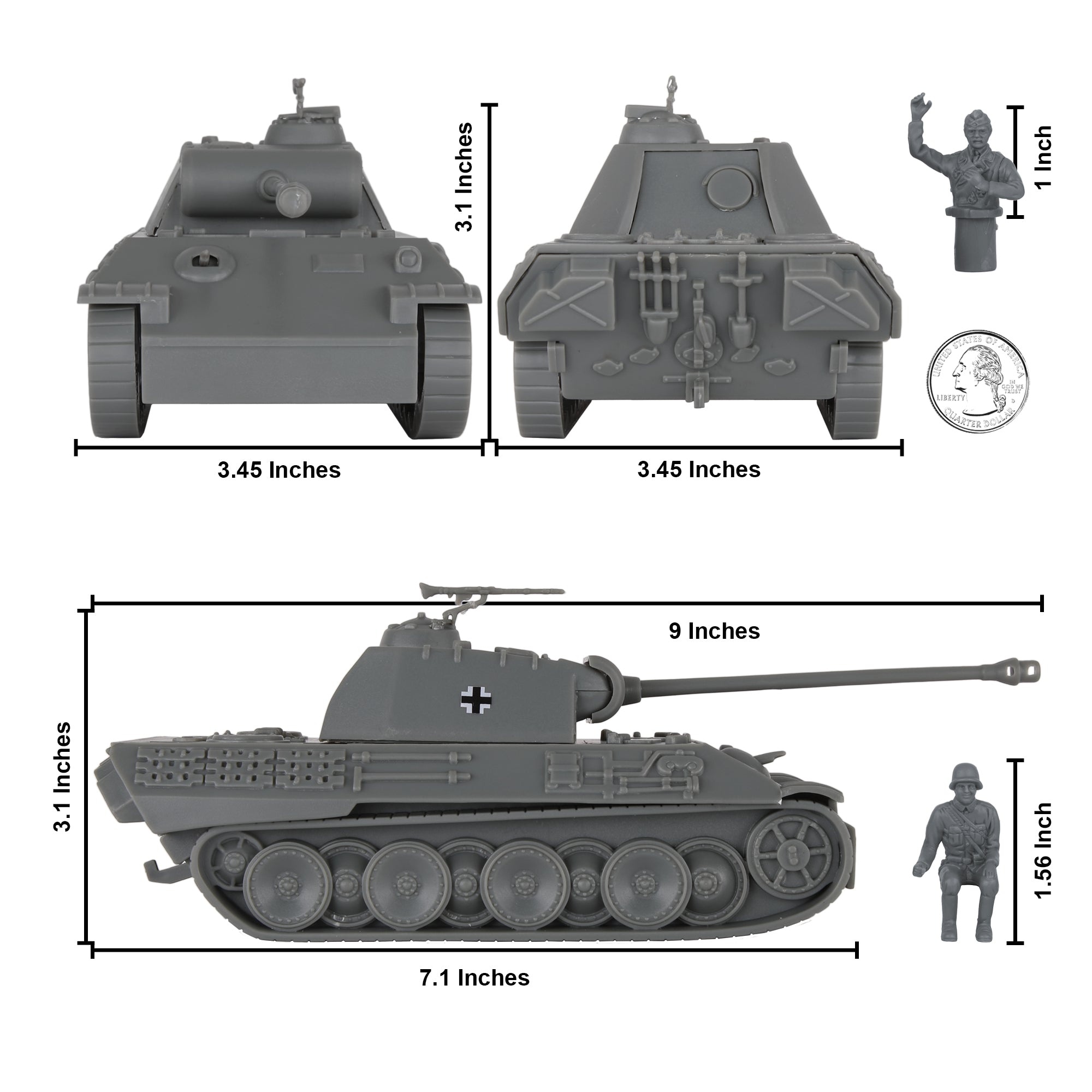 【1941年ナチスドイツ当時物】Panzer am Feind BMC CTS WW2 German Panther V Tank Gray 1:38 Plastic Army Men