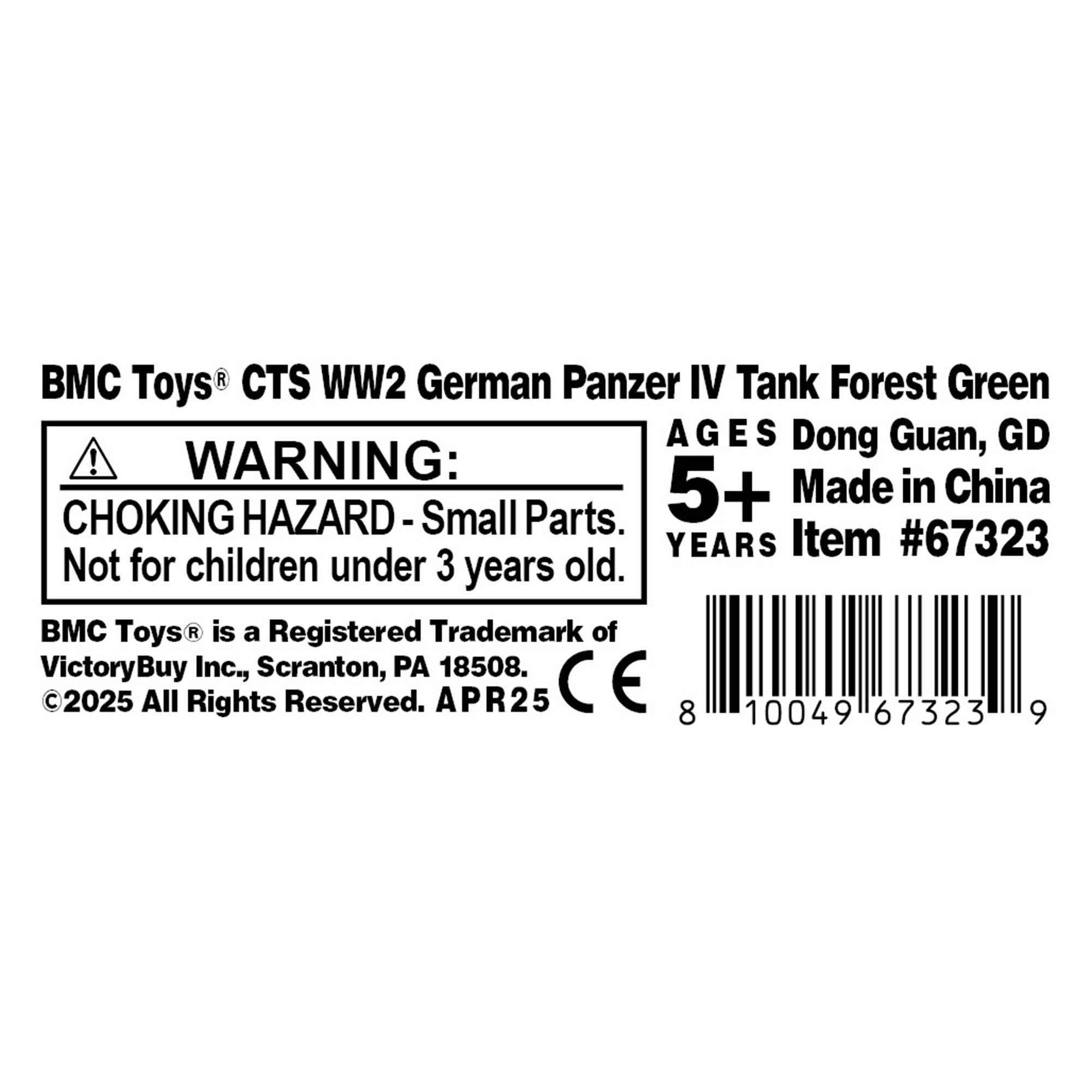 BMC CTS WW2 German Panzer IV Tank - Forest-Green 1:38 Plastic Army