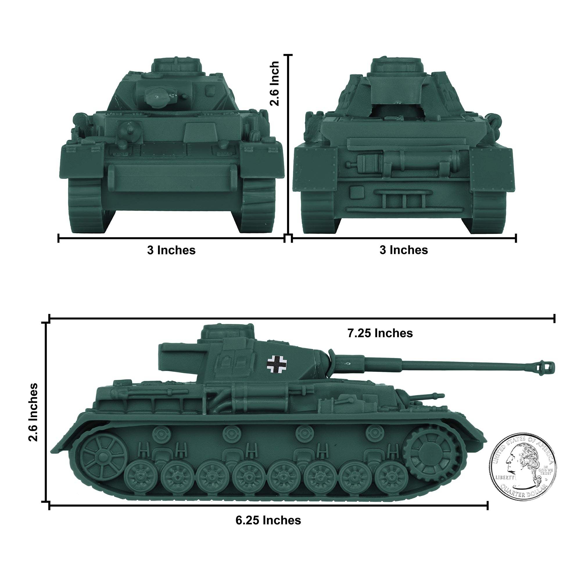 BMC CTS WW2 German Panzer IV Tank - Forest-Green 1:38 Plastic Army