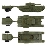 BMC Toys Classic Toy Soldiers WW2 Tank Uk Churchill Crocodile Tank OD Green Right Side, Top and Bottom Views
