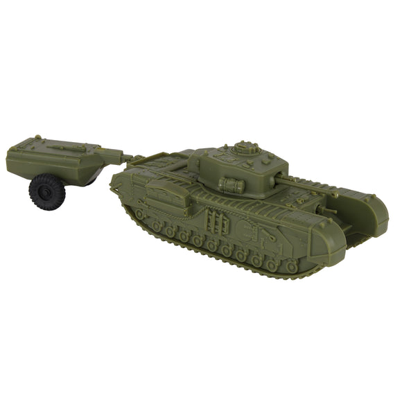 BMC Toys Classic Toy Soldiers WW2 Tank Uk Churchill Crocodile Tank OD Green Vignette