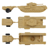 BMC Toys Classic Toy Soldiers WW2 Tank Uk Churchill Crocodile Tank Tan Right Side, Top and Bottom Views