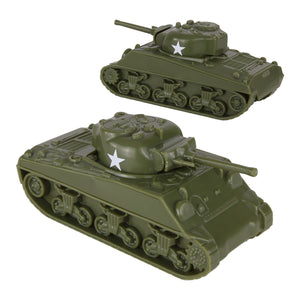 BMC Toys Classic Toy Soldiers WW2 Tank US Sherman Tank OD Green Vignette