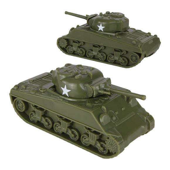 BMC CTS WW2 Sherman M4 Tanks OD Green 2 1:38 Plastic Army Men