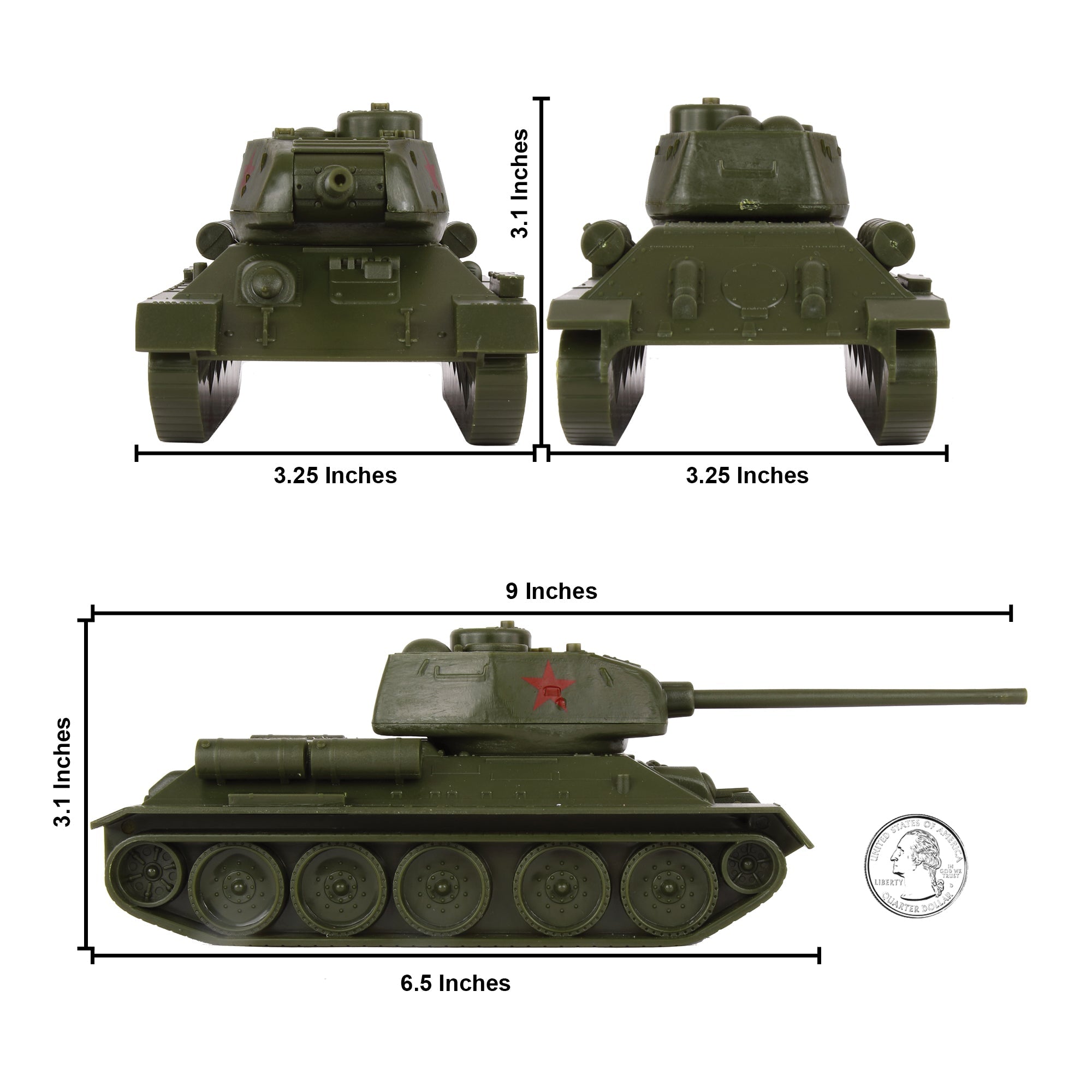 BMC CTS WW2 Soviet T-34 Tank Olive Green Russian T34 Plastic