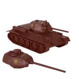 BMC Toys Classic Toy Soldiers WW2 Tank USSR T34 Tank Short Barrel Rust Brown Vignette