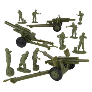 BMC Toys Classic Toy Soldiers WW2 US Artillery Playset Accessories OD Green Vignette