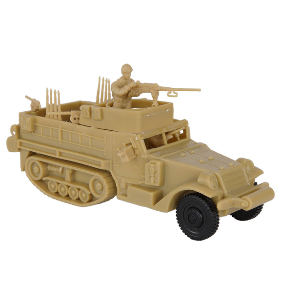 BMC Toys Classic Toy Soldiers WW2 United States M3 Halftrack Vehicle Tan Vignette