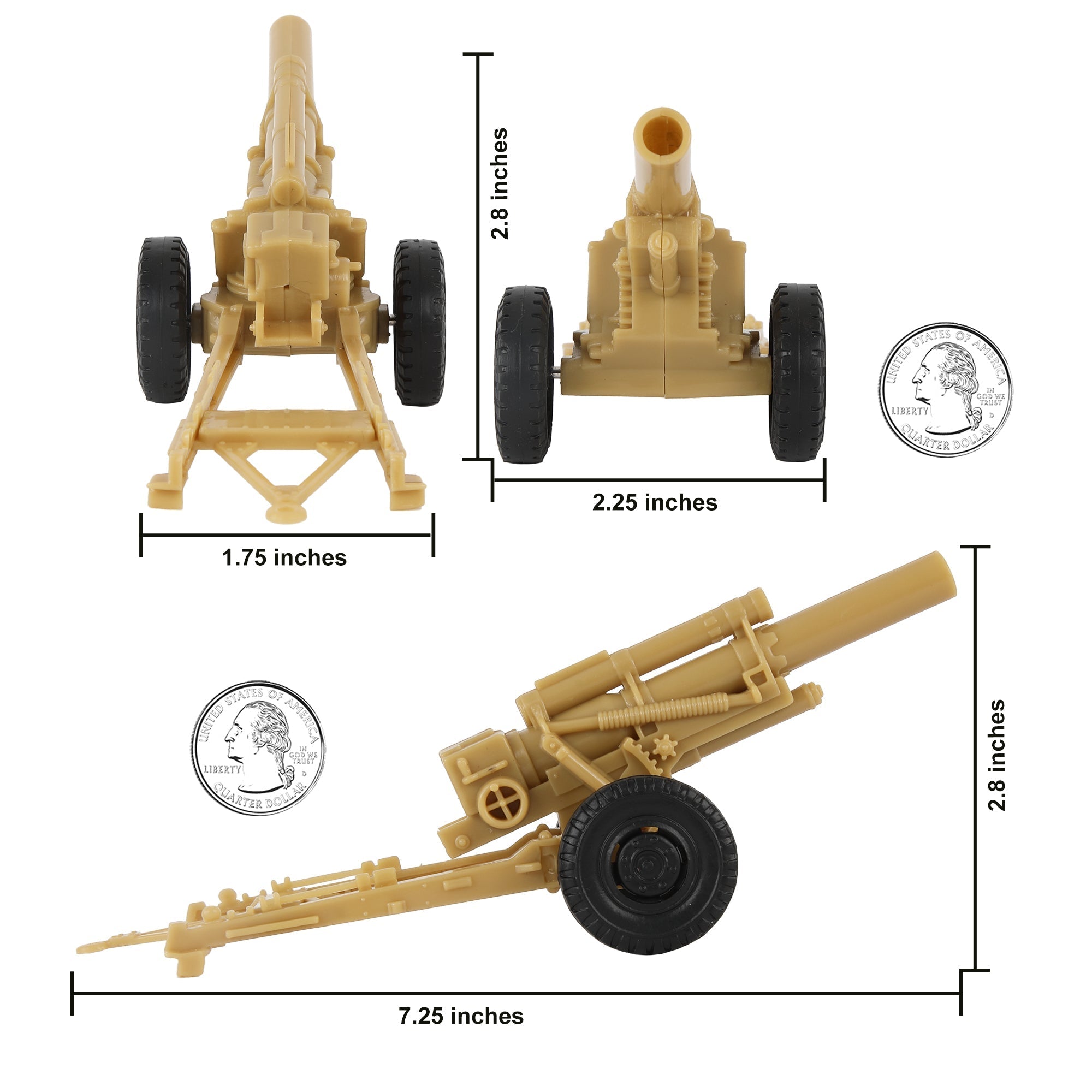 BMC CTS WW2 US Howitzer Artillery Tan Plastic Army Men Playset