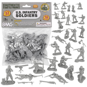 BMC CTS WW2 US Infantry Plastic Army Men 33pc Gray Soldier Figures