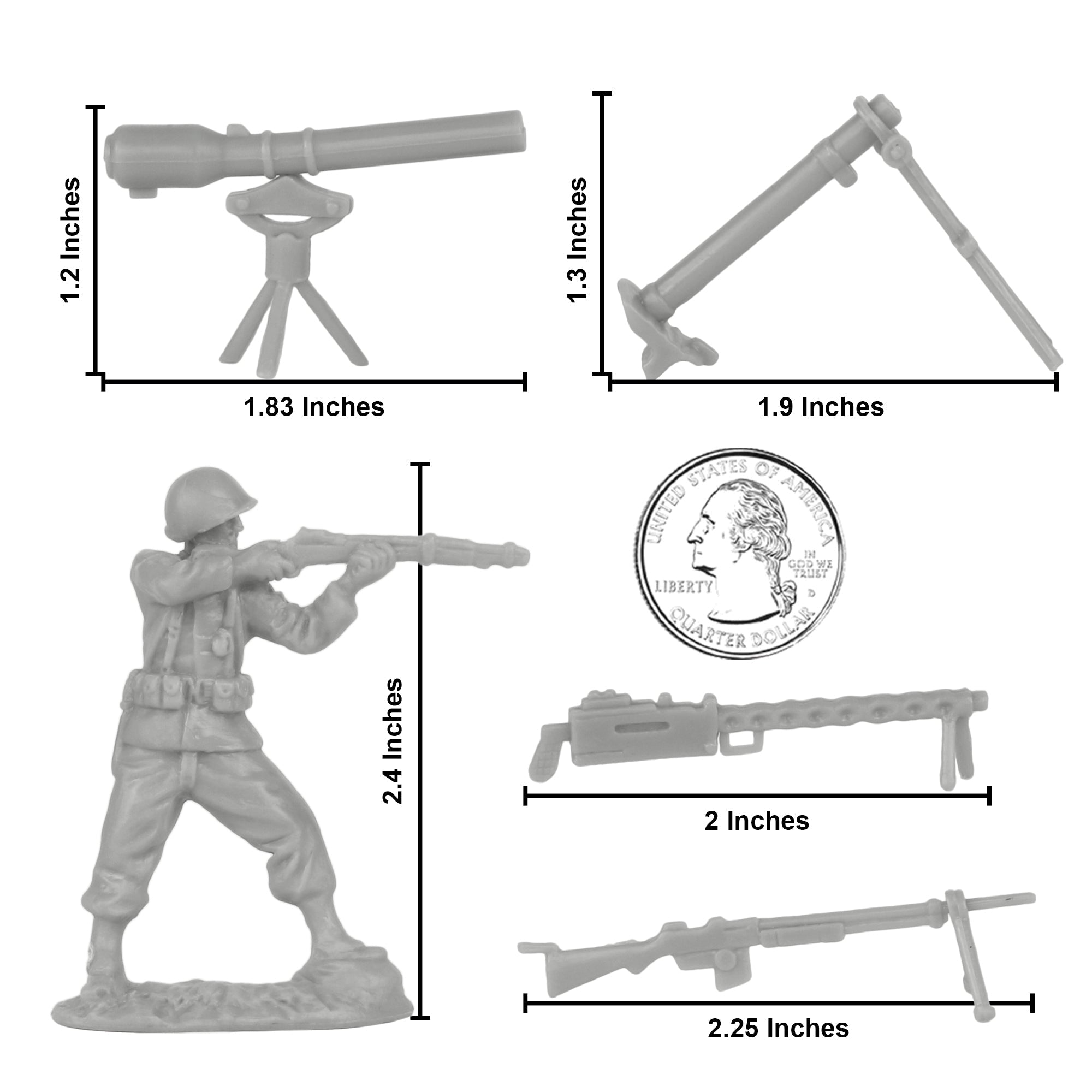 BMC CTS WW2 US Infantry Plastic Army Men 33pc Gray Soldier Figures