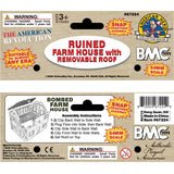BMC Toys American Revolutionary War Barn-Red and Coal-Black Color Ruined Farm House Header Card Art