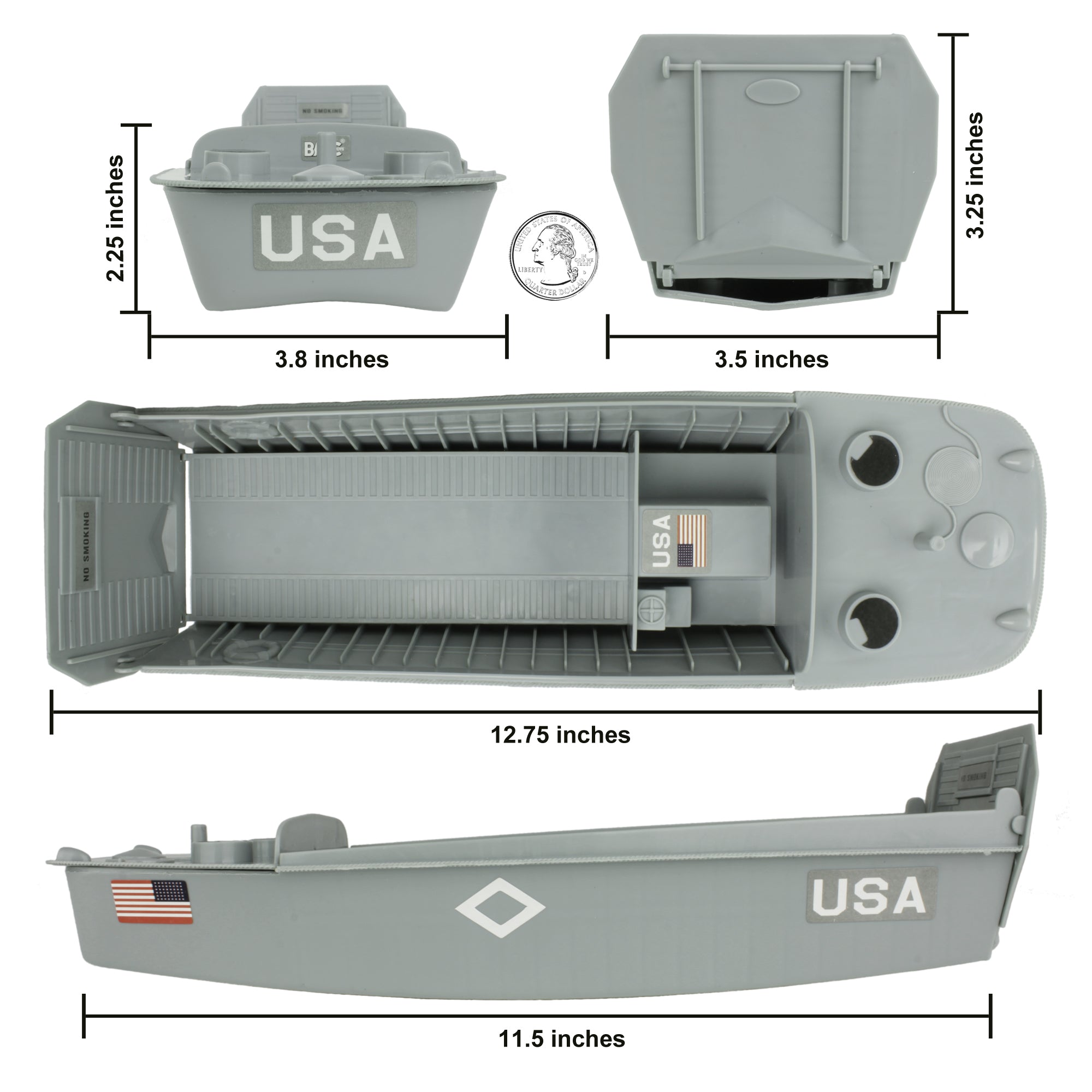 BMC WW2 Gray Higgins Boat Landing Craft 132 Scale for 54mm Plastic