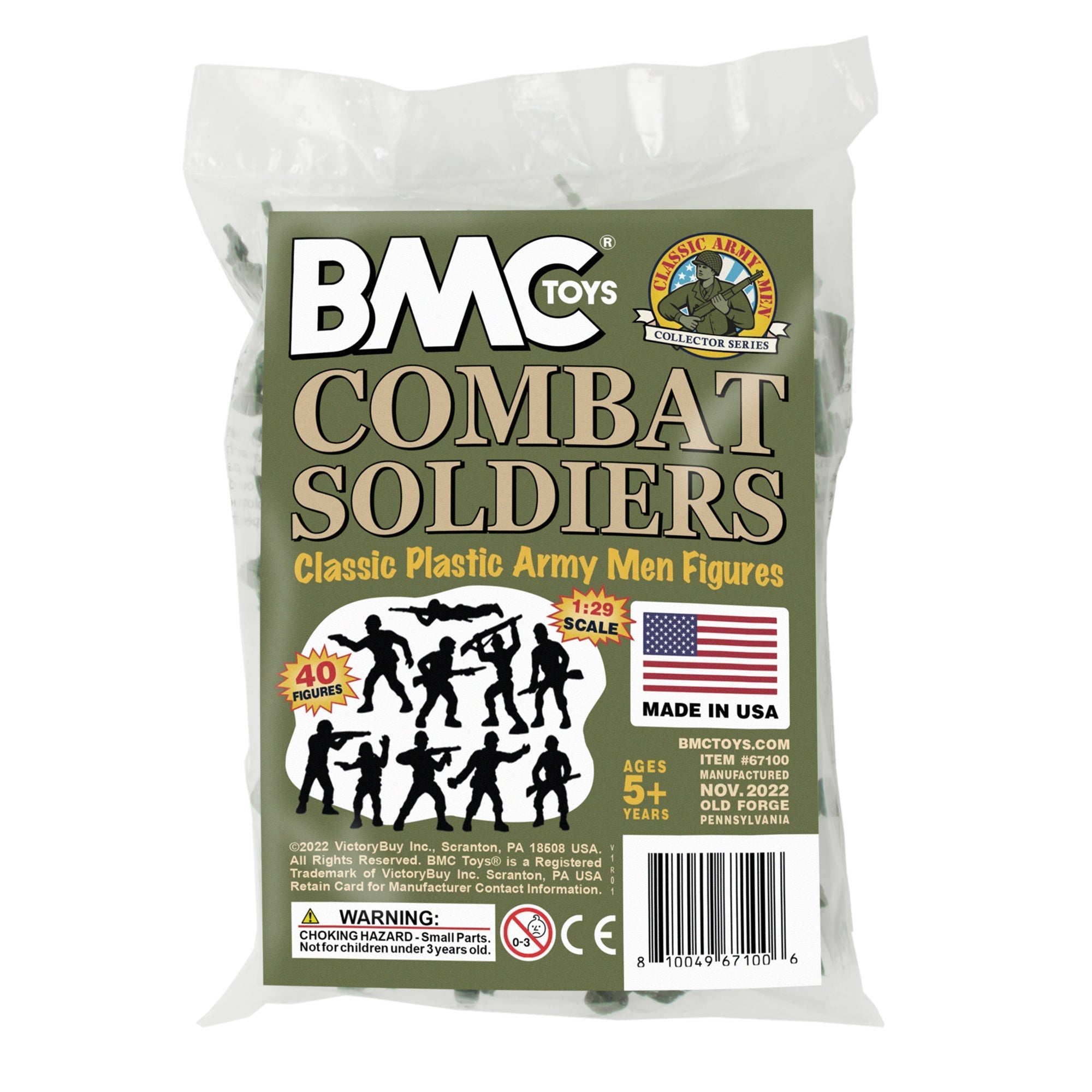 BMC Classic Green PLASTIC ARMY Men - 40pc WW2 Soldier Figures USA