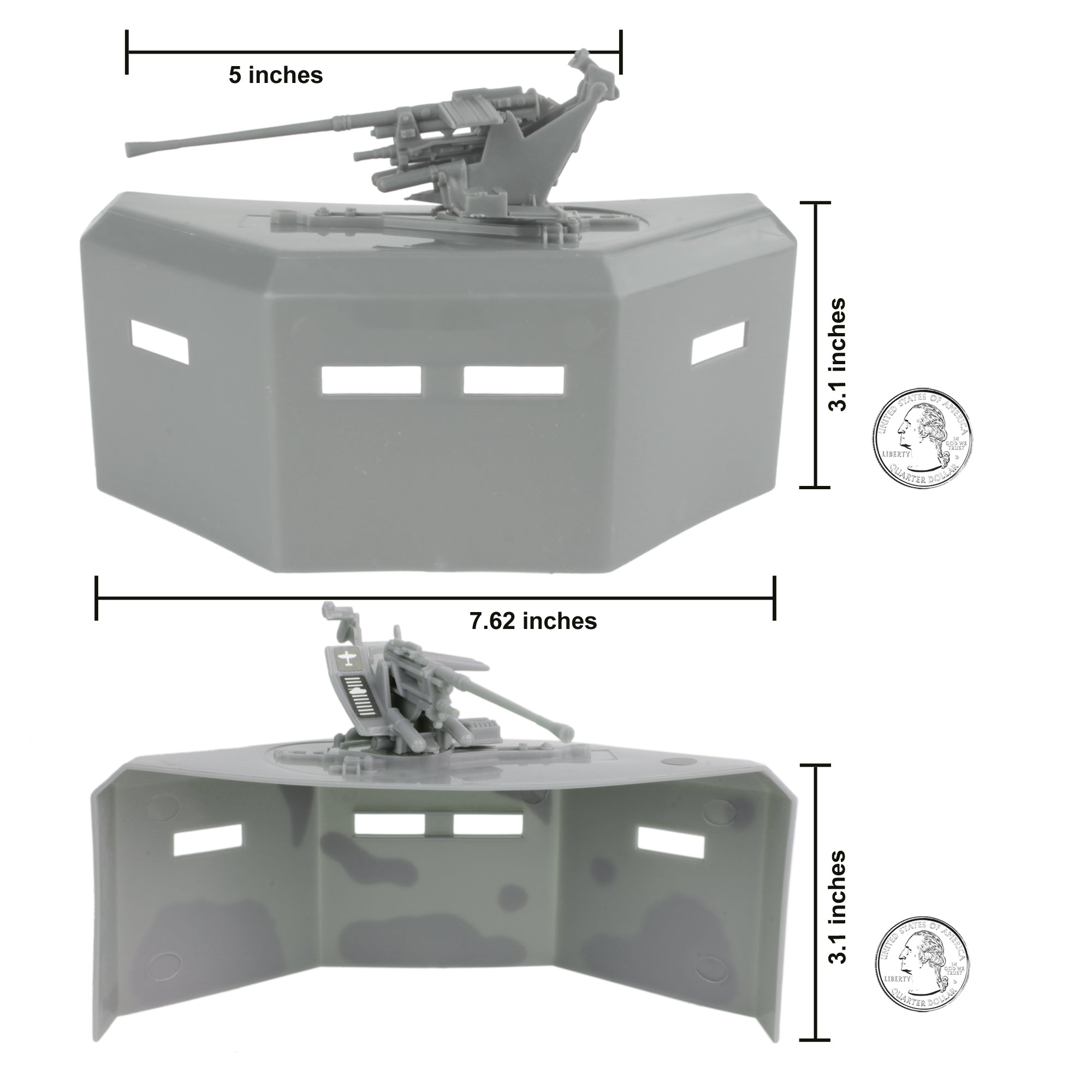 BMC WW2 Pillbox Bunker Defense with Gun 132 Scale for 54mm Army