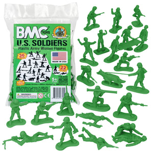 BMC PLASTIC ARMY WOMEN Green 36pc Female Soldier Figures Made in