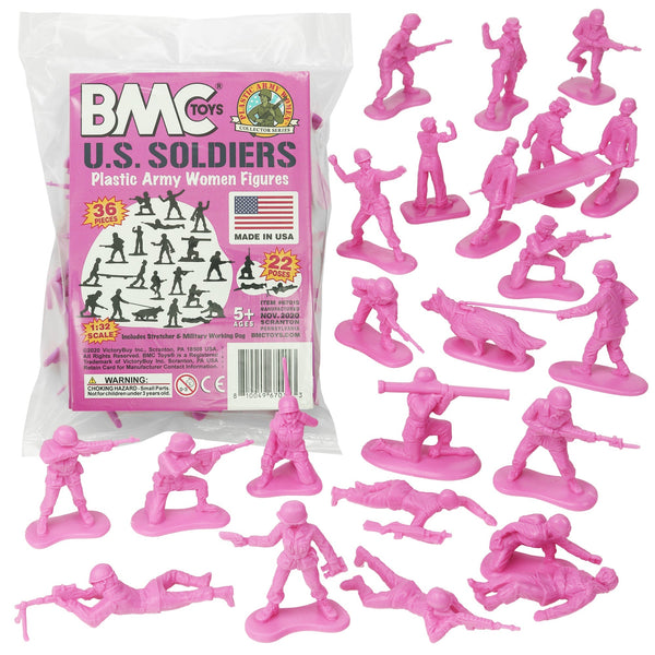 BMC PLASTIC ARMY WOMEN - Pink 36pc Female Soldier Figures - Made