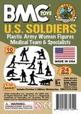 BMC Toys Plastic Army Women Medical Team and Specialists OD Green and Tan Color Insert Art