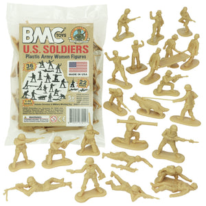 BMC PLASTIC ARMY WOMEN - Tan 36pc Female Soldier Figures - Made in
