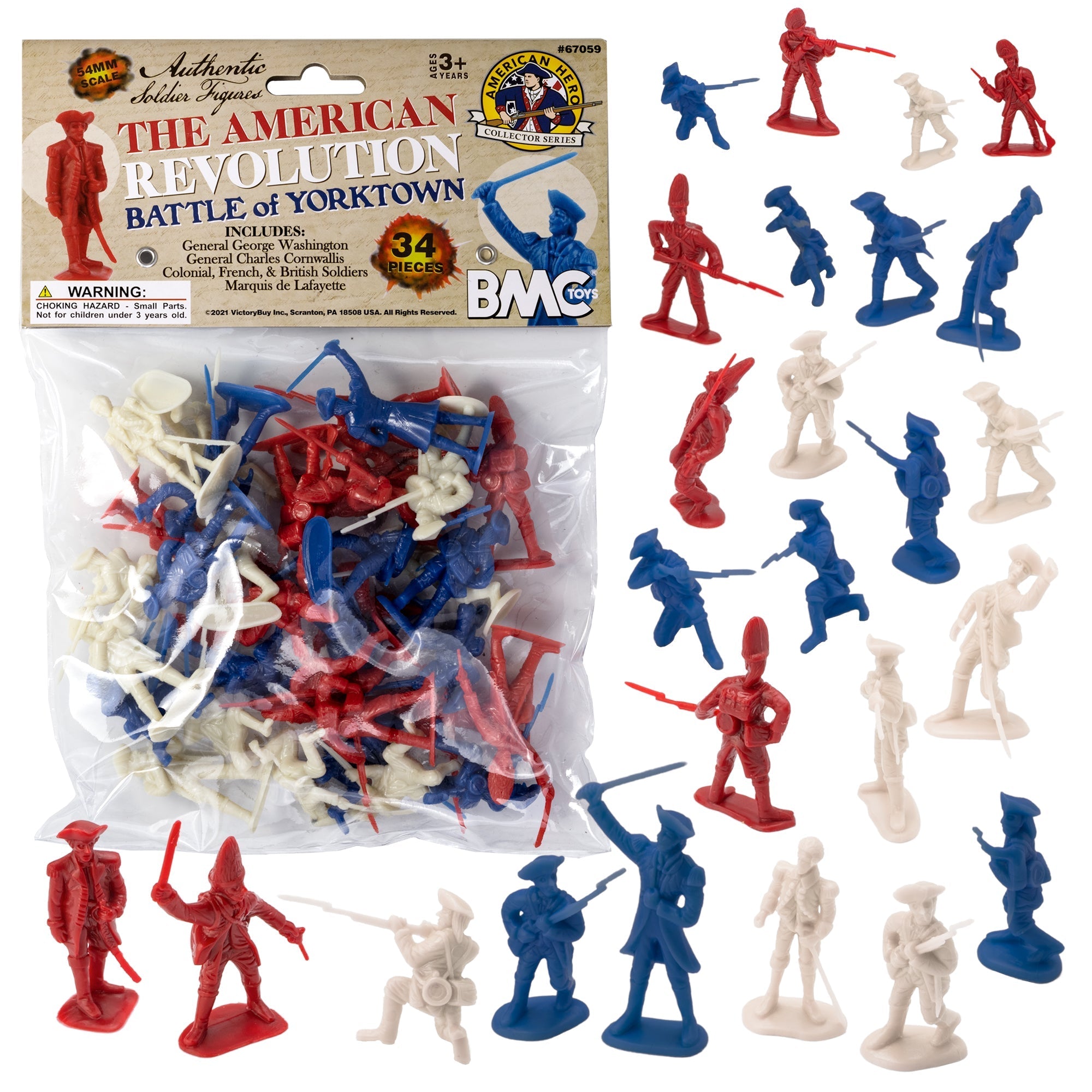 BMC Revolutionary War Plastic Army Men — 34 British, American, French Soldiers