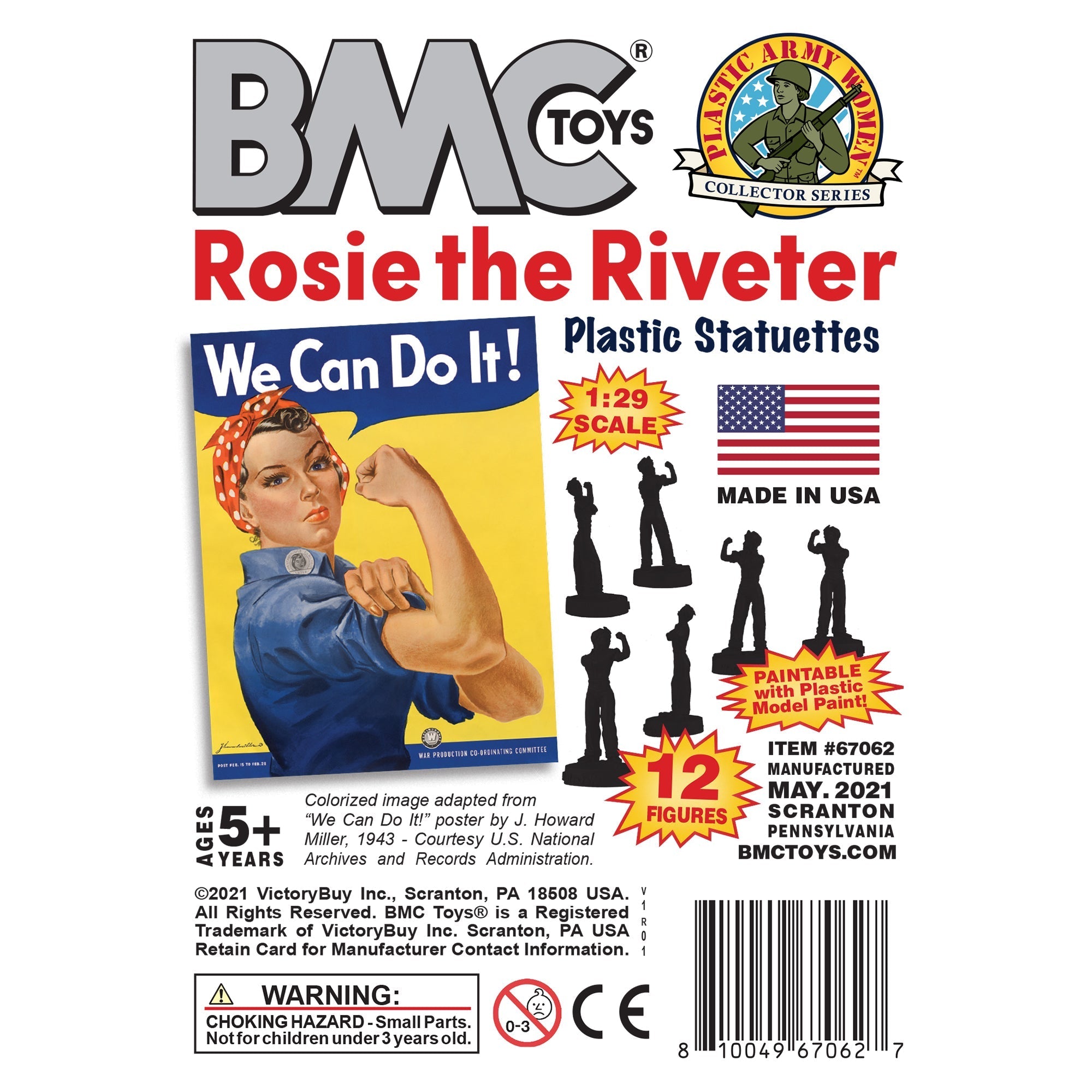 BMC ROSIE the RIVETER Plastic Figures - 12pc Paintable Model