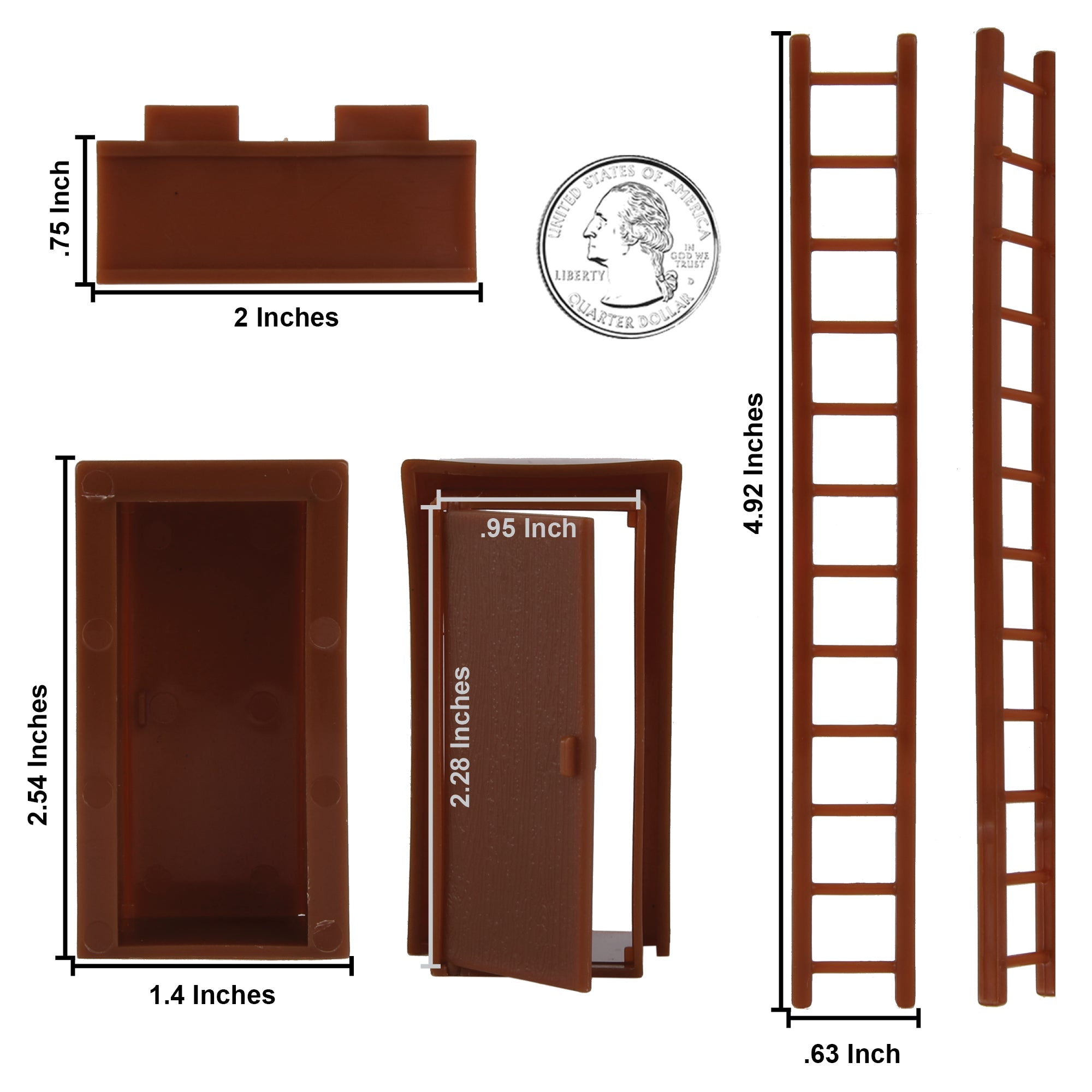 BMC WW2 Blockhouse Bunker Doors Signs Ladders Brown Plastic Army