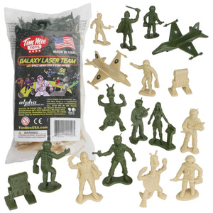 TimMee Galaxy Laser Team SPACE Figures Tan vs Green 50pc Set US