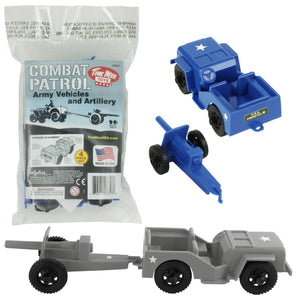 TimMee COMBAT PATROL Willys & Artillery - Blue & Gray 4pc Playset