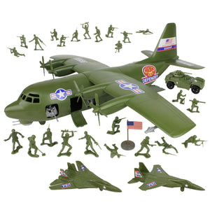 TimMee Plastic Army Men AC-130 Playset - 29pc Giant Military