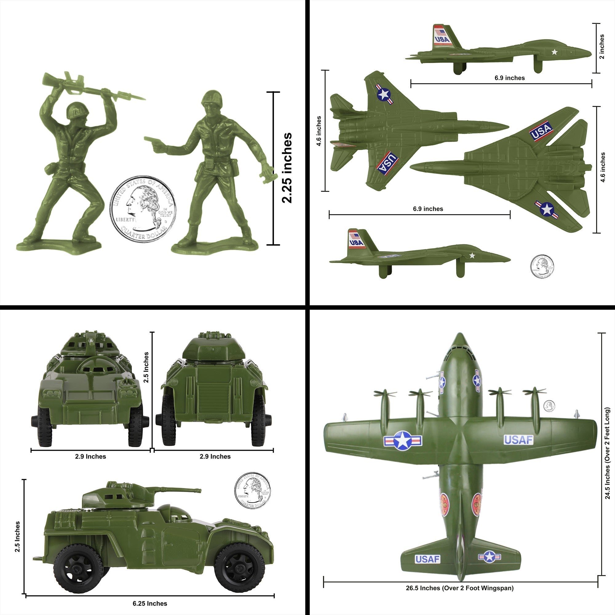 TimMee Plastic Army Men AC-130 Playset - 29pc Giant Military