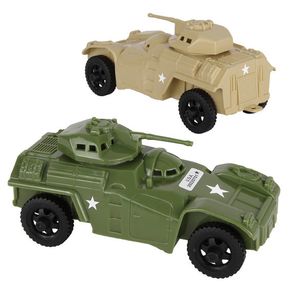 Tim Mee Toy Modern Armored Cars OD Green and Tan Vignette