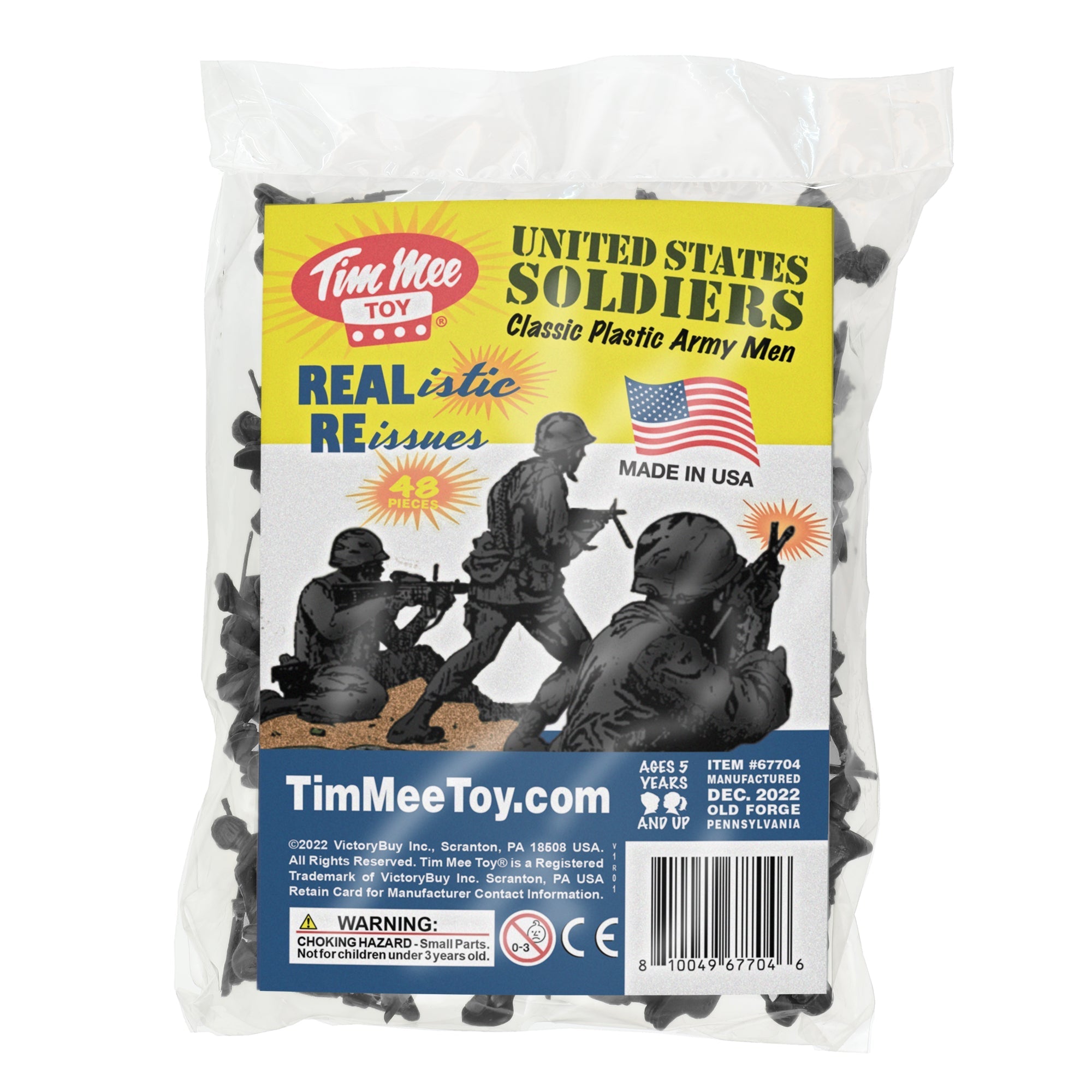 TimMee PLASTIC ARMY Men Black 48pc Toy Soldier Figures - USA Made