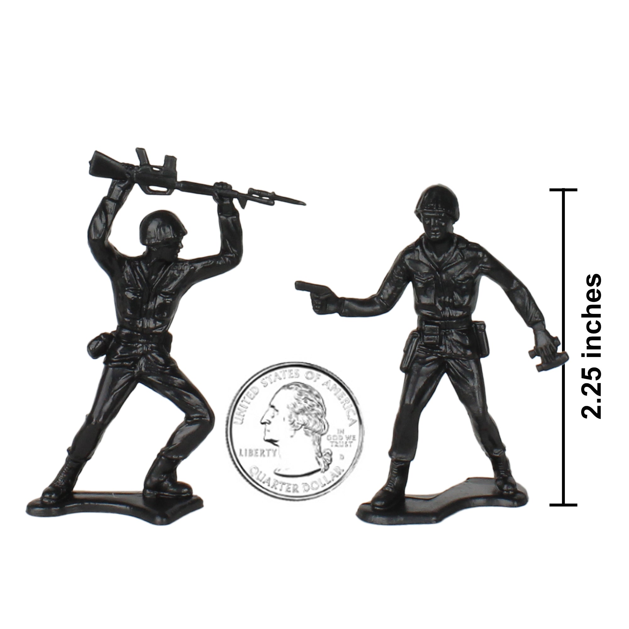 TimMee PLASTIC ARMY Men Black 48pc Toy Soldier Figures - USA Made
