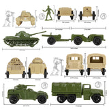 Tim Mee Toy Plastic Army Men Combat Convoy 64 Piece OD Green vs. Tan Playset Scale