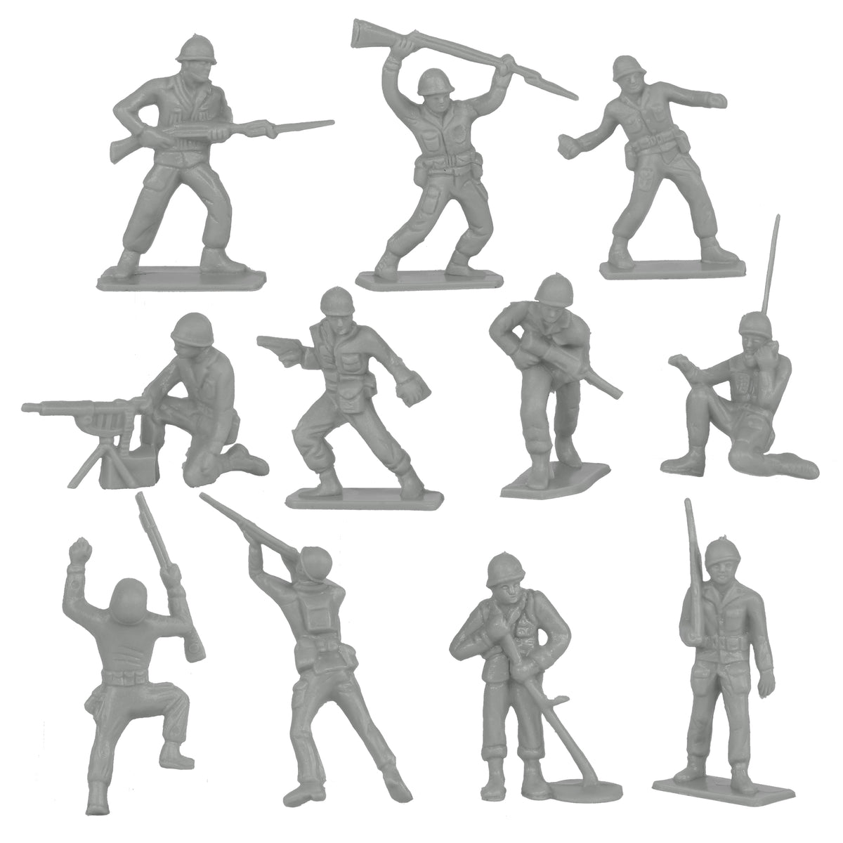 Tim Mee Toy PLASTIC ARMY MEN - 28pc Gray WW2 Soldier Figures USA Made ...