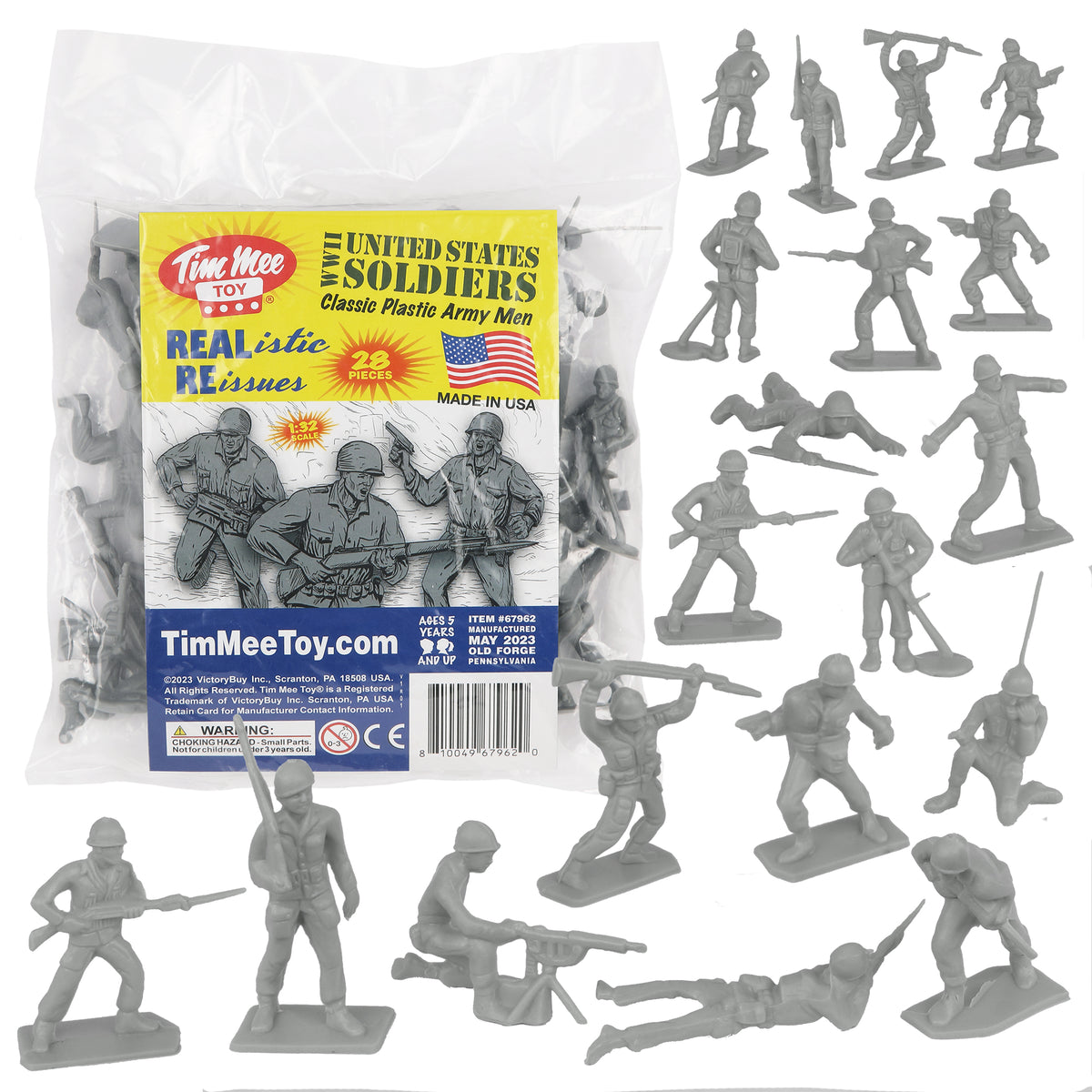 Tim Mee Toy PLASTIC ARMY MEN - 28pc Gray WW2 Soldier Figures USA Made ...