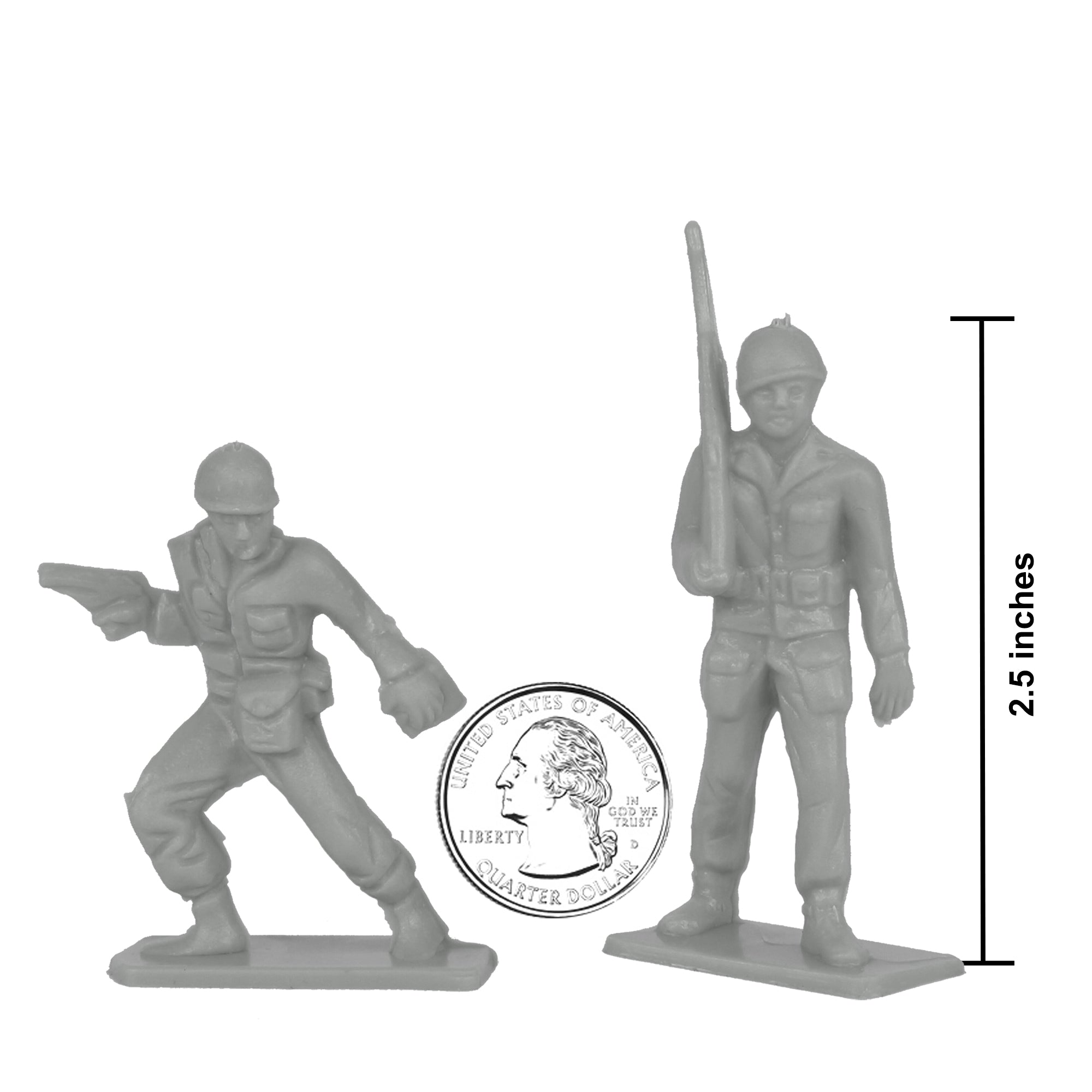 Tim Mee Toy PLASTIC ARMY Men - 28pc Gray WW2 Soldier Figures USA