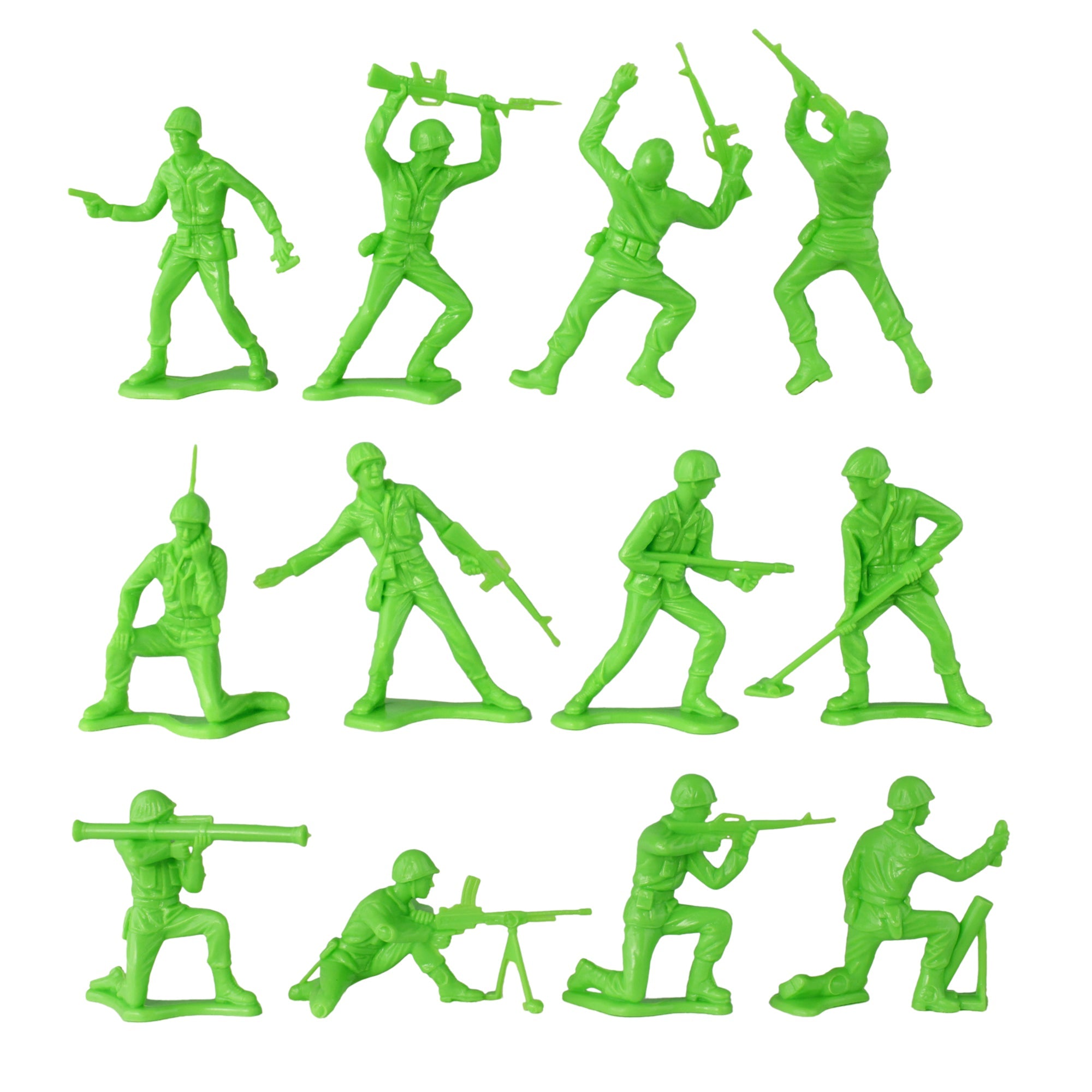 TimMee PLASTIC ARMY Men Lime Green 48pc Toy Soldier Figures - USA